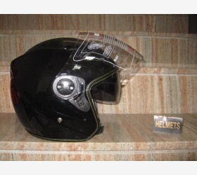 Casco Demi-Jet con visiera parasole - Nero Metallizzato - 