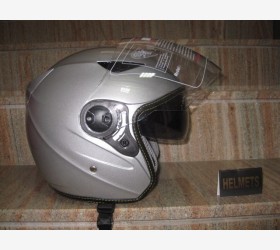 Casco Demi-Jet con visiera parasole - Argento  - 